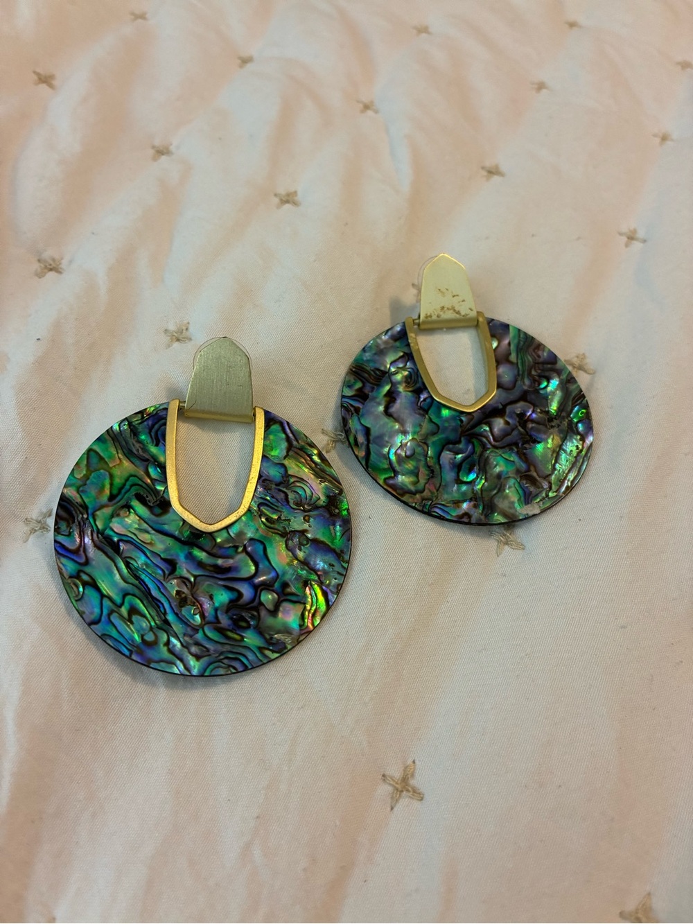 Kendra Scott Diane Iridescent Abalone Disc Drop Earrings - Green Blue